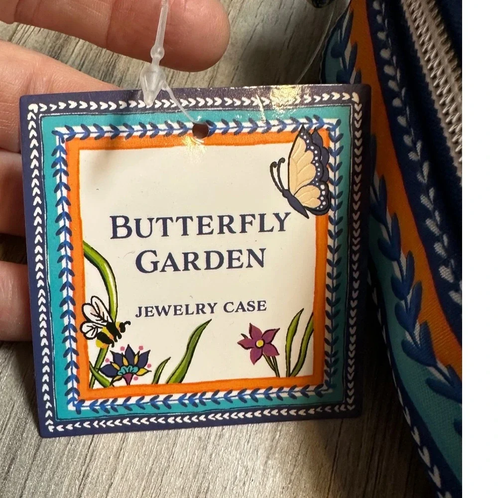 Brighton Butterfly Garden Jewelry Case Travel Organizer Blue Floral NEW